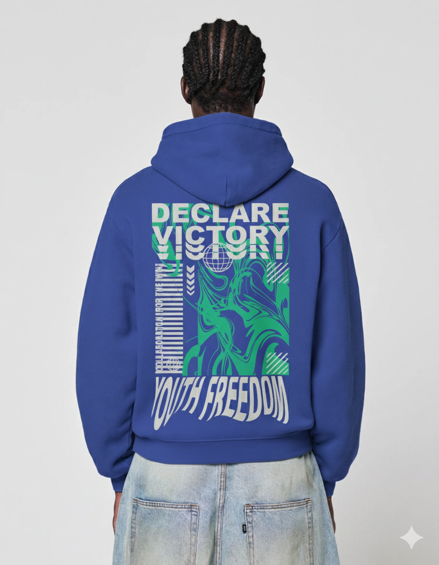 DECLARE VICTORY Oversize Hoodie (Roya Blue)